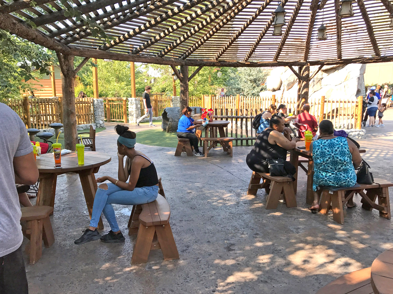 Round Wooden Picnic Table with Detached Benches